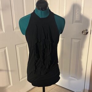 Flirty Black Ruffle Tank Top